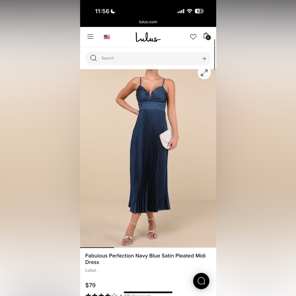 Lulus Navy Pleated Formal Dress
